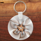 Floral Elegance Modern Abstract Fractal Art Sleutelhanger (Voorkant)