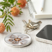 Floral Elegance Modern Abstract Fractal Art Sleutelhanger (Zijkant)