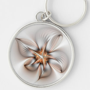 Floral Elegance Modern Abstract Fractal Art Sleutelhanger