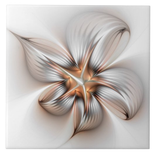 Floral Elegance Modern Abstract Fractal Art Tegeltje (Voorkant)