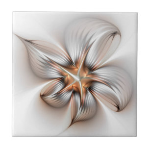 Floral Elegance Modern Abstract Fractal Art Tegeltje