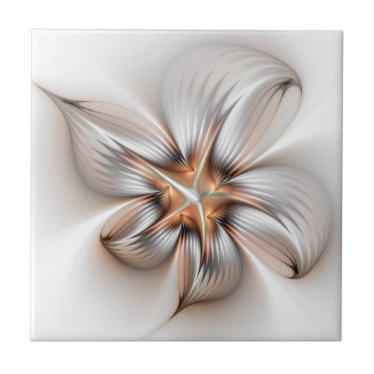 Floral Elegance Modern Abstract Fractal Art Tegeltje (Voorkant)