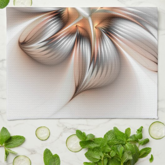 Floral Elegance Modern Abstract Fractal Art Theedoek (Gevouwen)