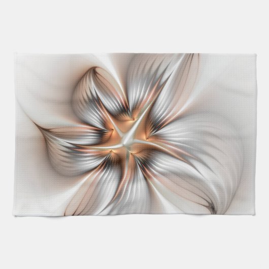 Floral Elegance Modern Abstract Fractal Art Theedoek (Horizontaal)