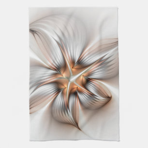 Floral Elegance Modern Abstract Fractal Art Theedoek