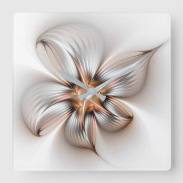 Floral Elegance Modern Abstract Fractal Art Vierkante Klok