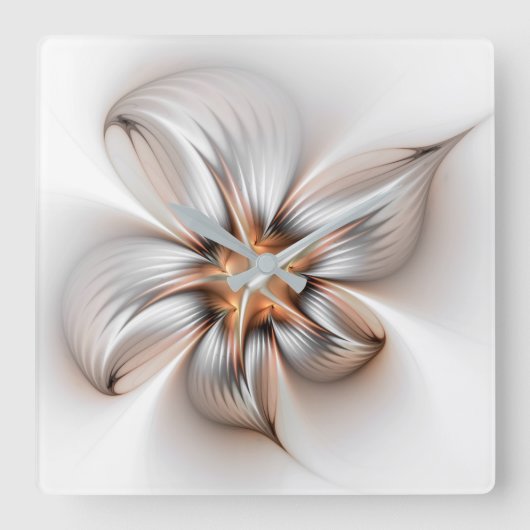 Floral Elegance Modern Abstract Fractal Art Vierkante Klok (Voorkant)