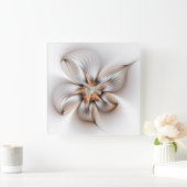 Floral Elegance Modern Abstract Fractal Art Vierkante Klok (Huis)