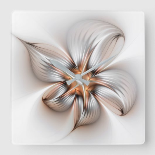 Floral Elegance Modern Abstract Fractal Art Vierkante Klok (Voorkant)
