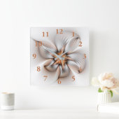 Floral Elegance Modern Abstract Fractal Art Vierkante Klok (Huis)