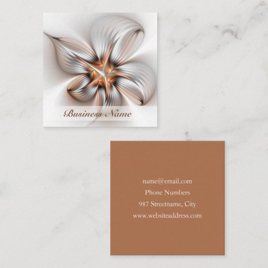 Floral Elegance Modern Abstract Fractal Art Vierkante Visitekaartje (Voorkant / Achterkant)