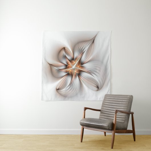 Floral Elegance Modern Abstract Fractal Art Wandkleed (In Situ (horizontaal))