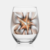 Floral Elegance Modern Abstract Fractal Art Wijnglas Zonder Voet (Achterkant)