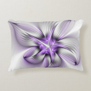 Floral Elegance Modern Abstract Violet Fractal Art Accent Kussen