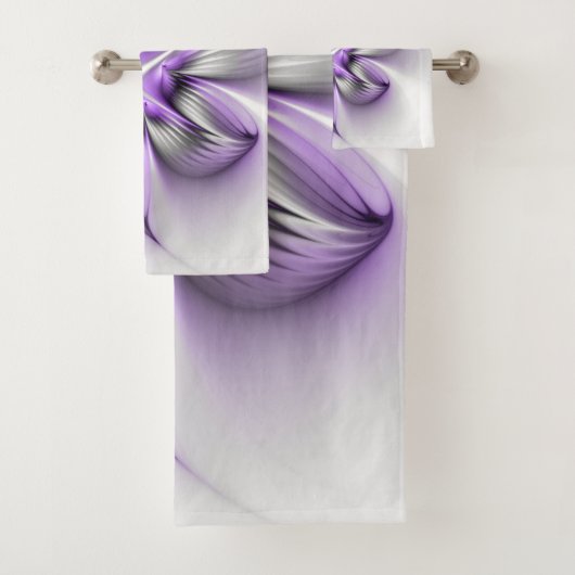 Floral Elegance Modern Abstract Violet Fractal Art Bad Handdoek (Insitu)