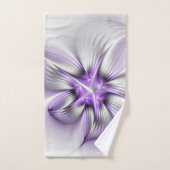 Floral Elegance Modern Abstract Violet Fractal Art Bad Handdoek (Handdoek)