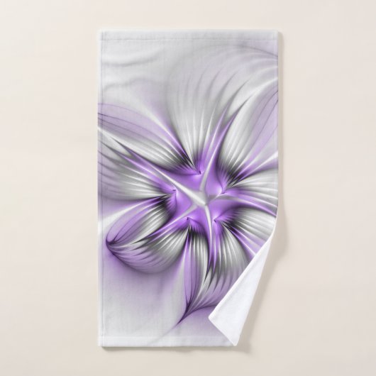 Floral Elegance Modern Abstract Violet Fractal Art Bad Handdoek (Handdoek)