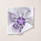 Floral Elegance Modern Abstract Violet Fractal Art Bad Handdoek (Wasdoekje)