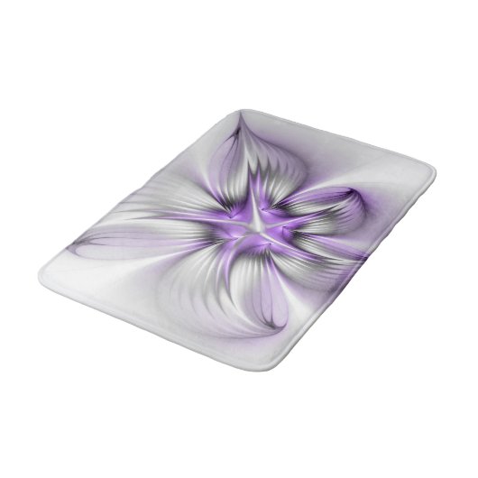 Floral Elegance Modern Abstract Violet Fractal Art Badmat (Gekanteld)