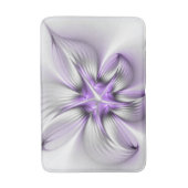 Floral Elegance Modern Abstract Violet Fractal Art Badmat (Voorkant Verticaal)