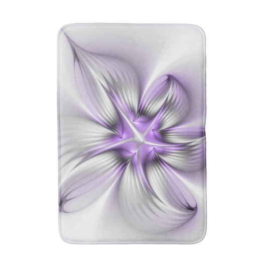 Floral Elegance Modern Abstract Violet Fractal Art Badmat (Voorkant Verticaal)