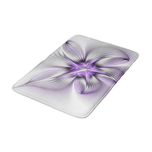 Floral Elegance Modern Abstract Violet Fractal Art Badmat (Gekanteld)