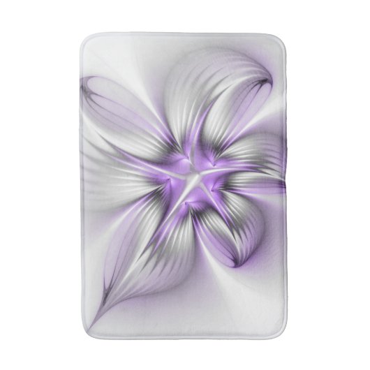 Floral Elegance Modern Abstract Violet Fractal Art Badmat (Voorkant Verticaal)