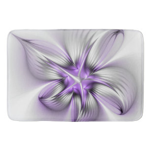 Floral Elegance Modern Abstract Violet Fractal Art Badmat