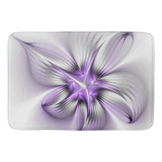 Floral Elegance Modern Abstract Violet Fractal Art Badmat (Voorkant)