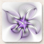 Floral Elegance Modern Abstract Violet Fractal Art Bier Onderzetter (Voorkant)