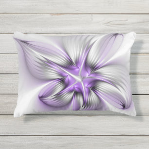 Floral Elegance Modern Abstract Violet Fractal Art Buitenkussen