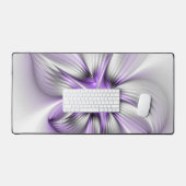 Floral Elegance Modern Abstract Violet Fractal Art Bureaumat (Keyboard & Muis)