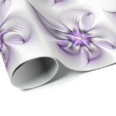 Floral Elegance Modern Abstract Violet Fractal Art Cadeaupapier (Rol Hoek)