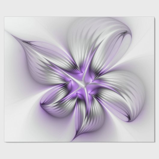 Floral Elegance Modern Abstract Violet Fractal Art Cadeaupapier (Vlak)