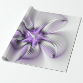 Floral Elegance Modern Abstract Violet Fractal Art Cadeaupapier (Uitgerold)
