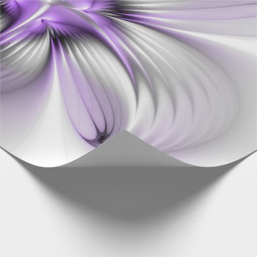 Floral Elegance Modern Abstract Violet Fractal Art Cadeaupapier (Hoek)