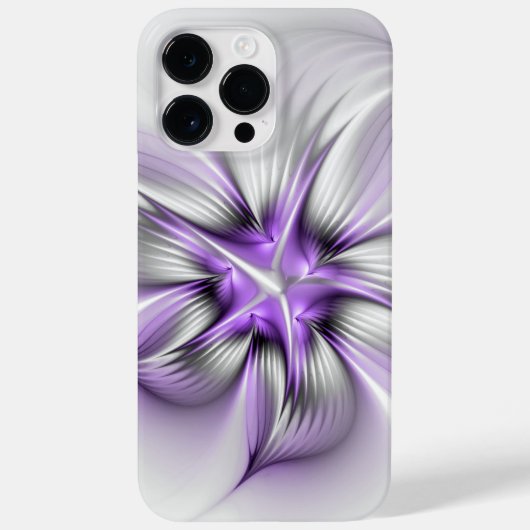 Floral Elegance Modern Abstract Violet Fractal Art Case-Mate iPhone Case (Achterkant)