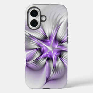 Floral Elegance Modern Abstract Violet Fractal Art iPhone 16 Hoesje