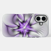 Floral Elegance Modern Abstract Violet Fractal Art Case-Mate iPhone Case (Achterkant (horizontaal))