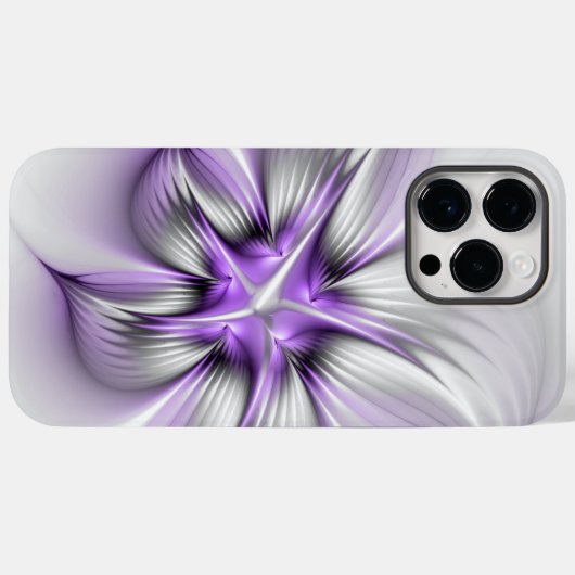 Floral Elegance Modern Abstract Violet Fractal Art Case-Mate iPhone Case (Achterkant (horizontaal))
