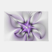 Floral Elegance Modern Abstract Violet Fractal Art Deurmat (Voorkant)