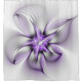 Floral Elegance Modern Abstract Violet Fractal Art Douchegordijn (Voorkant)