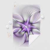 Floral Elegance Modern Abstract Violet Fractal Art Golfhanddoek (Insitu)