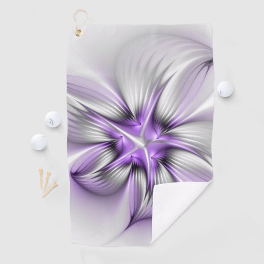 Floral Elegance Modern Abstract Violet Fractal Art Golfhanddoek (Insitu)