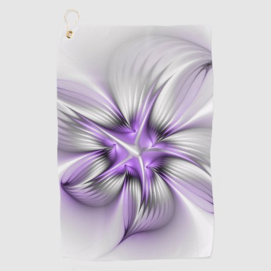 Floral Elegance Modern Abstract Violet Fractal Art Golfhanddoek (Voorkant)