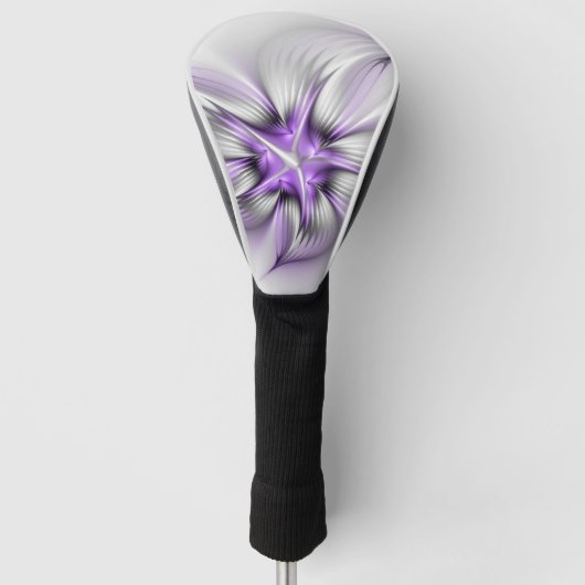 Floral Elegance Modern Abstract Violet Fractal Art Golfheadcover (Voorkant)