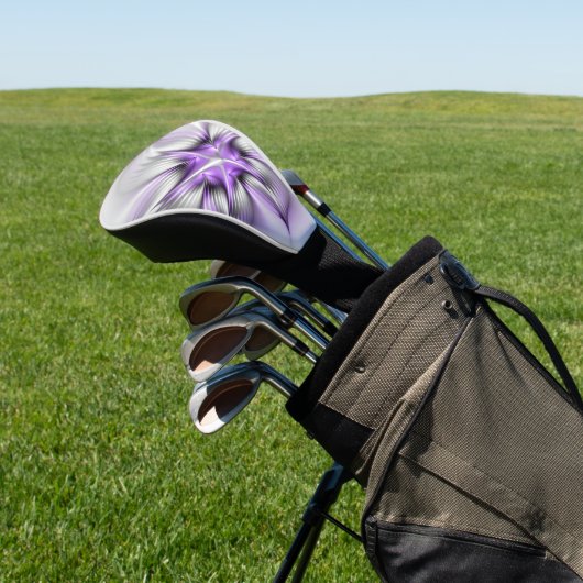 Floral Elegance Modern Abstract Violet Fractal Art Golfheadcover (Insitu)