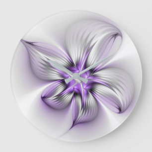 Floral Elegance Modern Abstract Violet Fractal Art Grote Klok