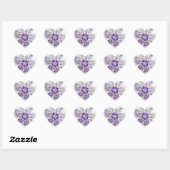 Floral Elegance Modern Abstract Violet Fractal Art Hart Sticker (Vel)