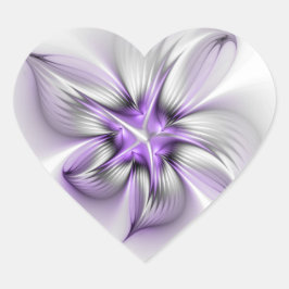 Floral Elegance Modern Abstract Violet Fractal Art Hart Sticker